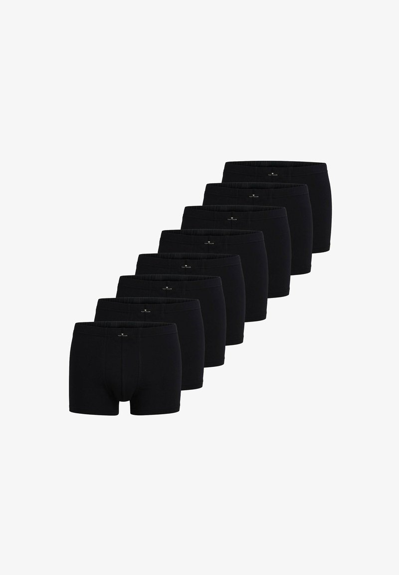 Set di otto boxer neri, realizzati in un tessuto morbido, con cinturino elastico e una vestibilità aderente dal taglio classico.