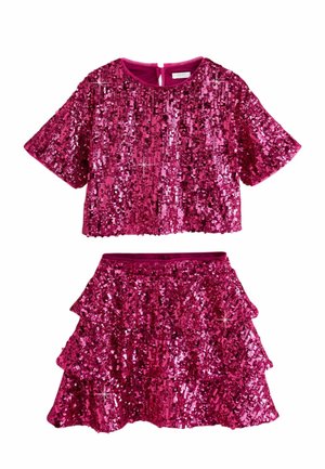 Next, REGULAR FIT - SEQUIN TOP AND RARA SKIRT SET . - A-Linien-Rock - pink