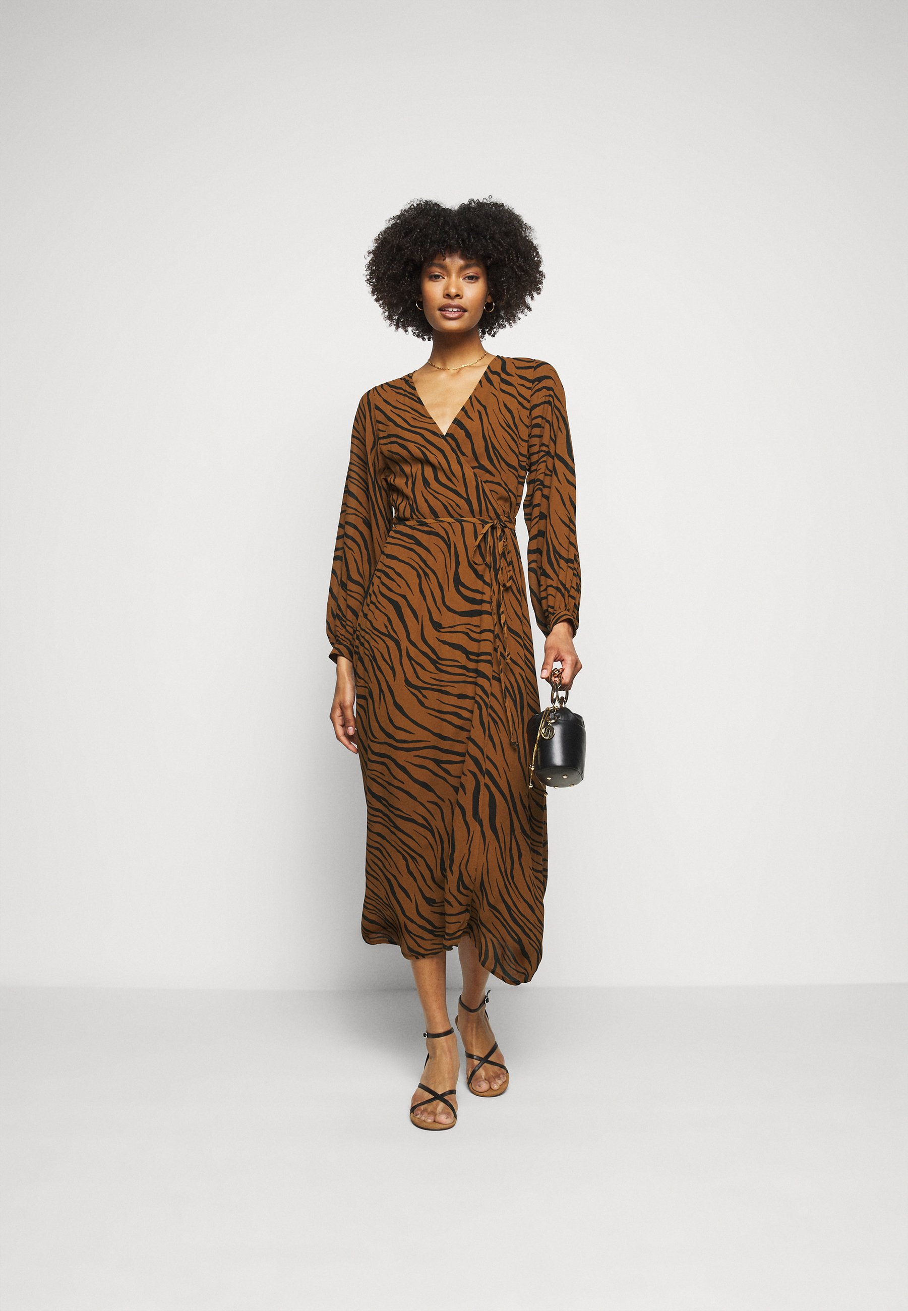 Faithfull the brand FLORIAN WRAP DRESS - Vestito estivo - kenya/marrone  scuro - Zalando.it