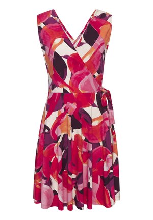 Freizeitkleid - rot-lila bedruckt