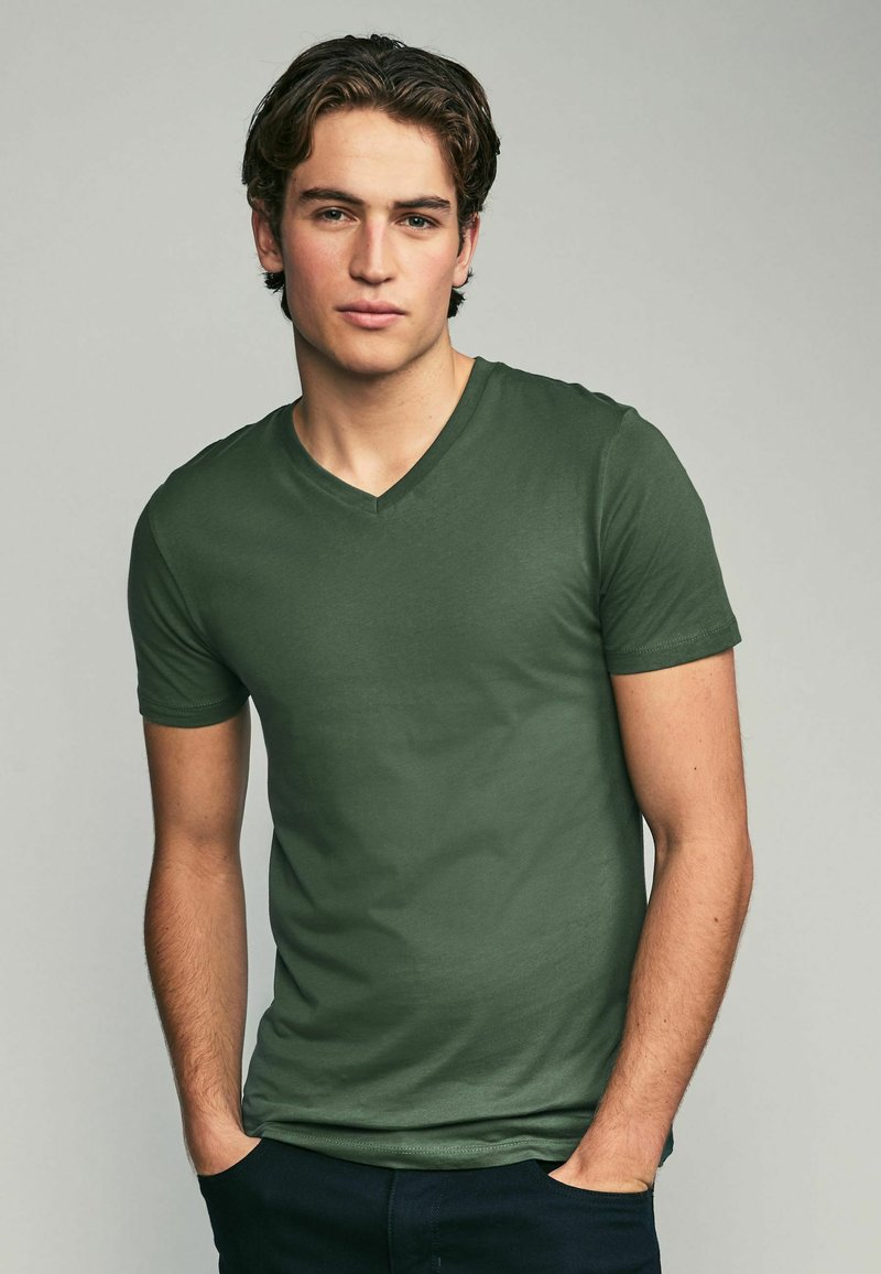 Next V-NECK FIVE PACK - Basic póló - green