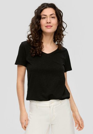 MIT V-AUSSCHNITT - T-Shirt basic - schwarz