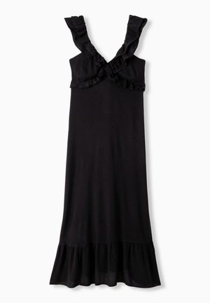 Promod, ROBE LONGUE À VOLANTS - Robe longue - noir