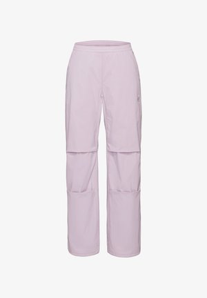 Lyse lilla konvertible bukser med lynlåsfunktion ved knæene, elastisk taljebånd og subtilt logo på øvre lår.