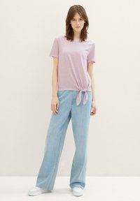 TOM TAILOR DENIM Marškinėliai su spaudiniu - blue red white stripe