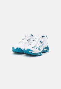 Mizuno WAVE LIGHTNING Z8 - Volleyballsko - white/moroccan blue/silver