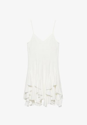 PULL&BEAR, SHORT STRAPPY FLUTTER - MINI DRESS - Hverdagskjole - white