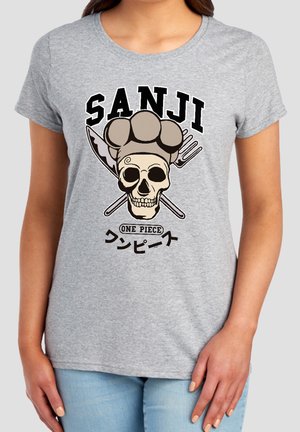 NETFLIX, ONE PIECE SANJI COLLEGIC SKULL - Print T-shirt - mottled light grey