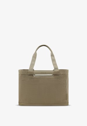 Sac fourre-tout rectangulaire beige avec deux anses en tissu et une poignée horizontale en plastique portant la mention "KAPTEN & SON" sur fond blanc.