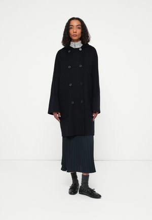HOODED DOUBLE FACE WORKMANSHIP DOUBLE BREASTED PATCHED POCKETS - Mantel - deep night blue