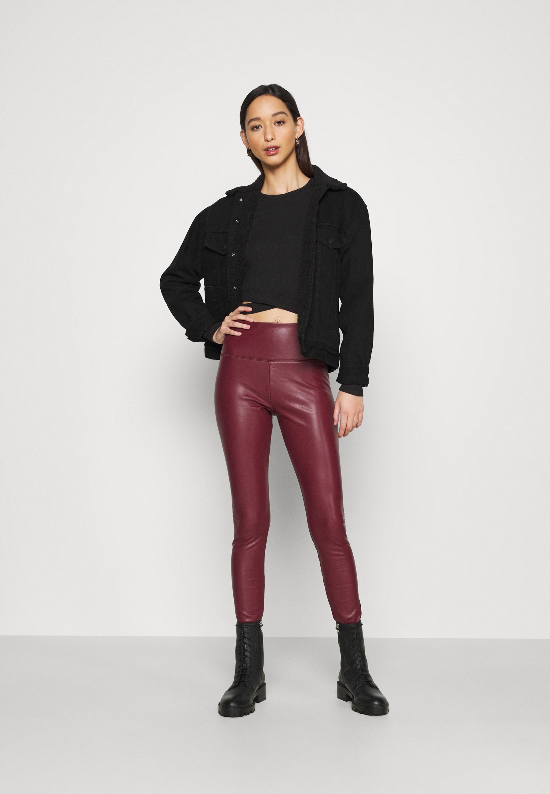Leggings - Trousers - burgundy leather 