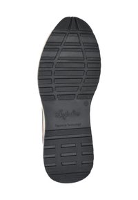 Schwarze Gummisohle mit einem strukturierten Grip-Muster und flexiblem Design. Verfügt über Branding und ein geprägtes "Flexmove Technology".