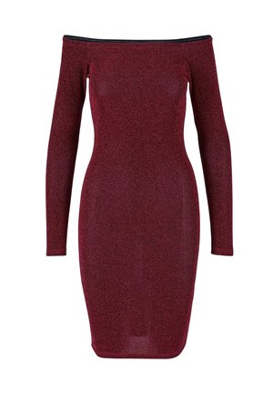 Urban Classics OFF SHOULDER LONGSLEEVE GLITTER  - Cocktail dress / Party dress - burgundy