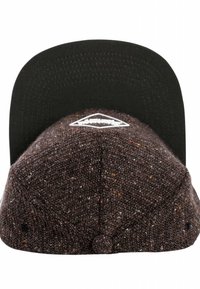 Dark brown cap with a textured knit body and a solid black brim. Features a white diamond logo on the front.