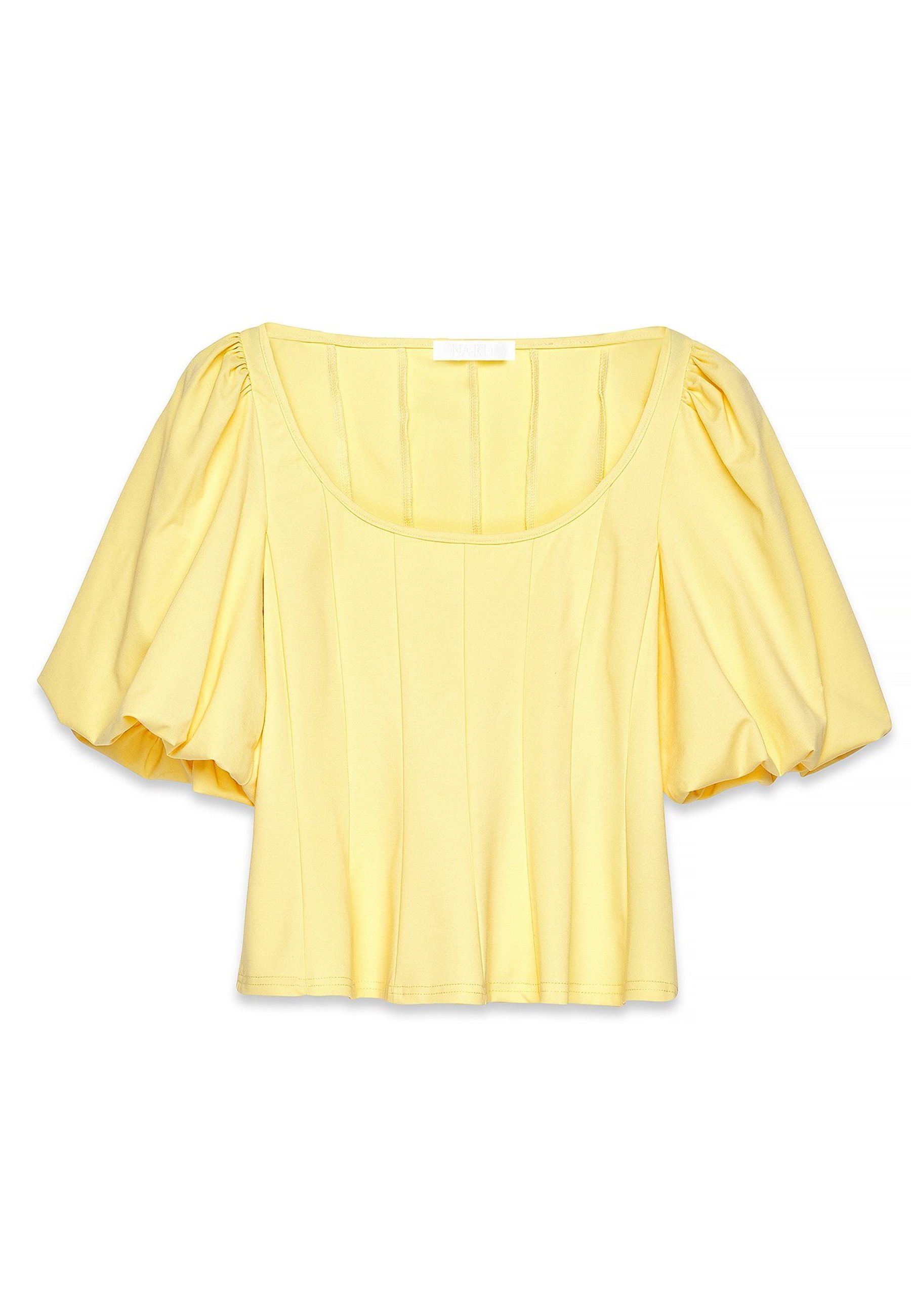 NA-KD PLEATED PUFF SLEEVE - Blouse - yellow - Zalando