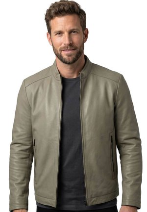 Lederjacken24, SAVERIO-3 - Lederjacke - graugrün