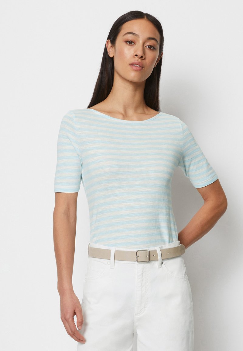 Marc O'Polo - SHORT SLEEVE BOAT NECK STRIPED - T-Shirt print - multi pastel sky, Vergrößern