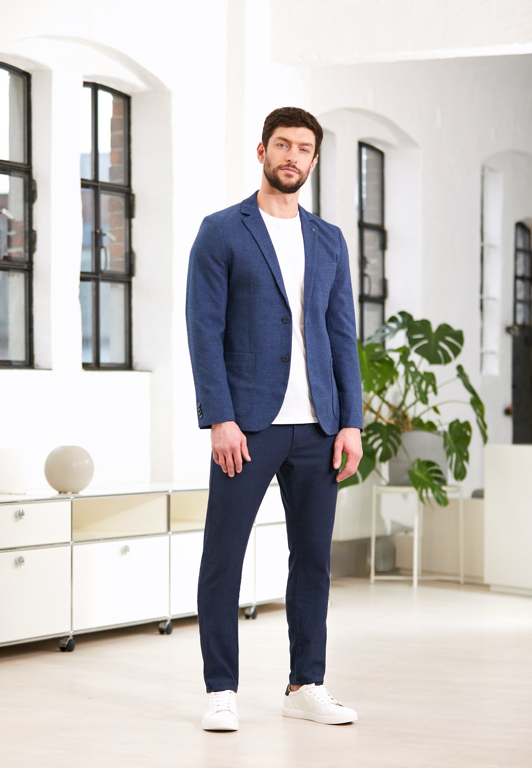 TOM TAILOR DOBBY - Suit jacket - blue - Zalando