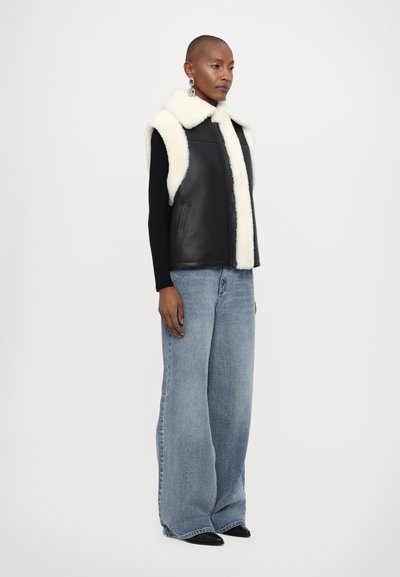 STUDIO ID ZIP UP - Waistcoat - black/off white