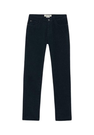 Schmal geschnittene schwarze Jeans aus Denim. Mit einem Knopfverschluss, zwei Fronttaschen und einem klassischen Fünf-Taschen-Design.