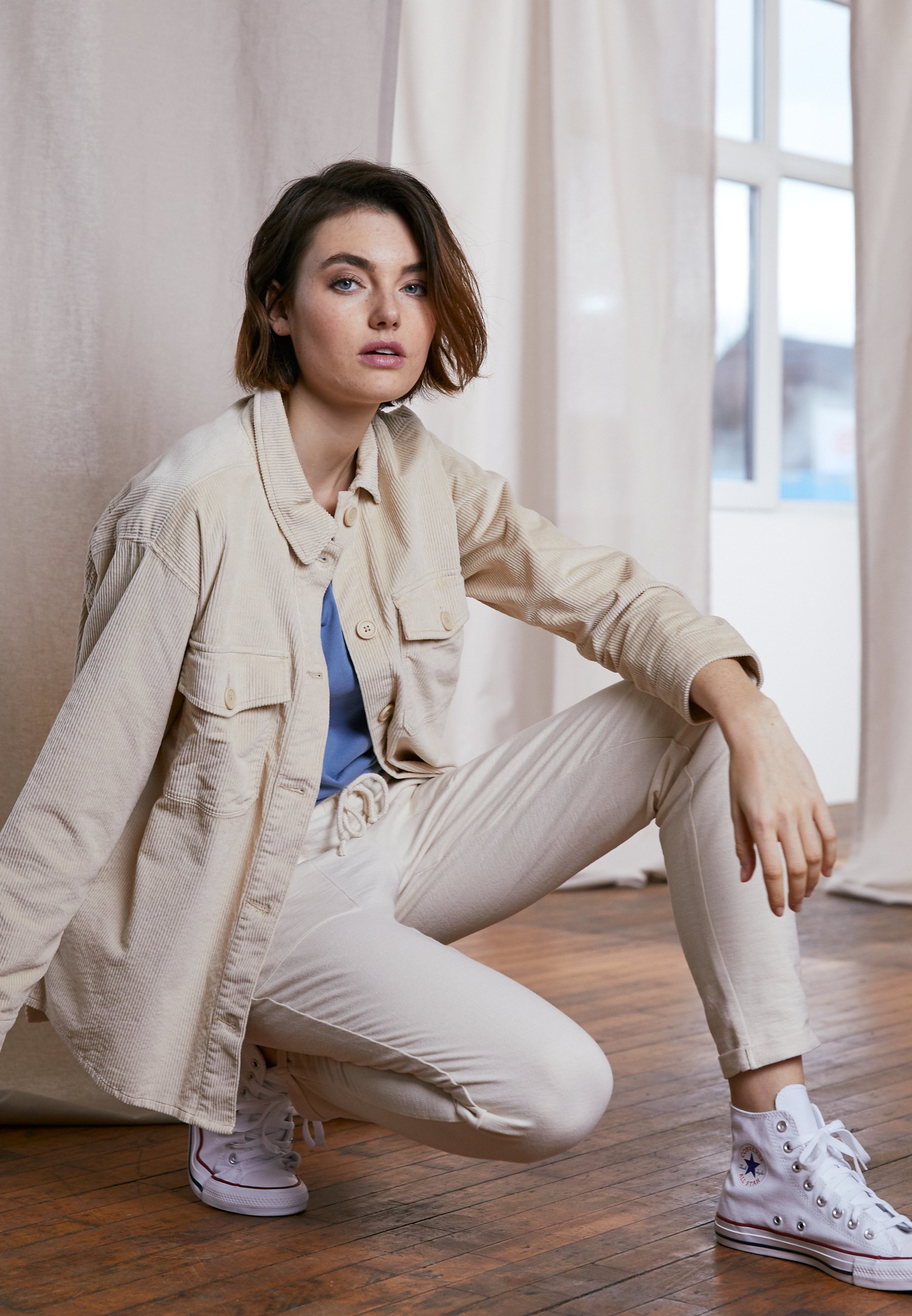 beige shirt jacket