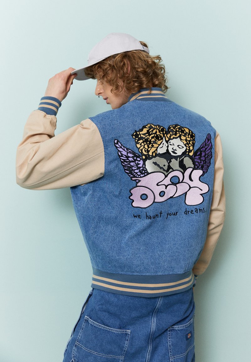 Obey Clothing CARE VARSITY Bomber Jacket light indigo multi/light