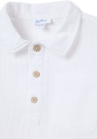 Witte overhemd met kraag, gemaakt van textuurstof, met een knoopsluiting met vier beige knopen en een klein borstzakje.