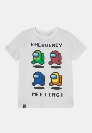 NKMAMONGUS JASE SKY - T-shirt z nadrukiem - bright white