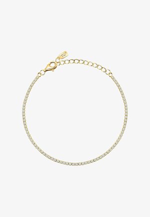 Delicato bracciale a catena d'oro con piccoli diamanti rotondi e chiusura a moschettone, con catena regolabile e targhetta incisa "LA PETITE STORY."