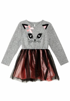 Denokids GAUZY CAT - Gebreide jurk - grau-meliert