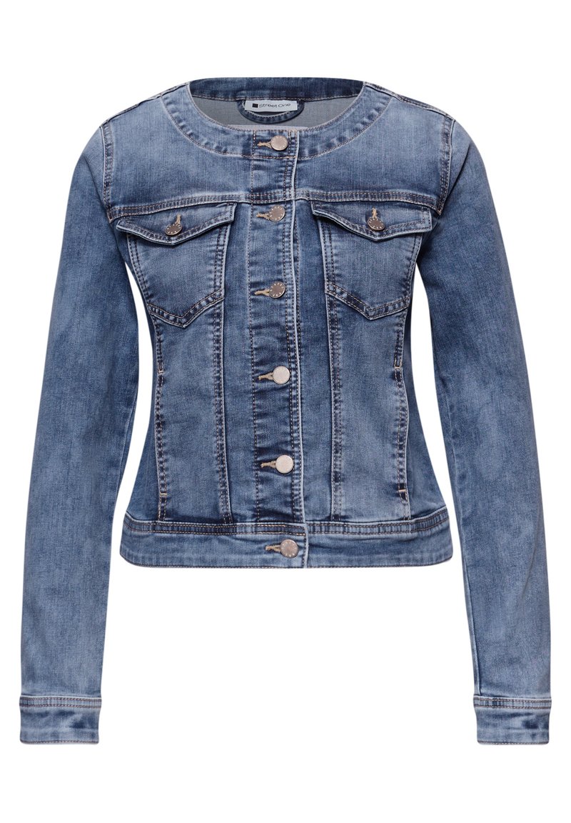 Veste Basique En Coton Denim Pour Femme - Couleur Unie Boutonnée Style Jean Casual