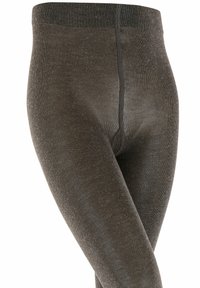 Leggings opachi di colore grigio scuro con una finitura texture, dotati di una ampia cintura in elastico e costruzione senza cuciture.