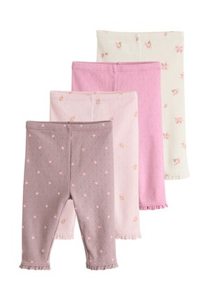 Nelikomplekt retuusid erinevates värvides: hall südamemustriga, hele roosa, tumedam roosa ja valge lillemustriga. Volangidega äärised.