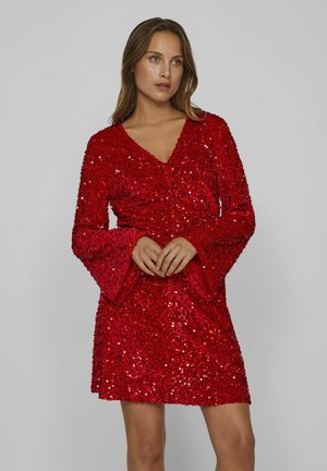 KURZ PAILLETTEN - Cocktailkjole - poppy red