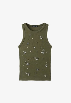 Stradivarius, JEWELLED RACERBACK TOP - Débardeur - khaki