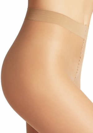 Beige shaping Shorts mit hoher Taille aus glattem, elastischem Stoff. verfügen über einen breiten, elastischen Bund und flache Nähte für einen nahtlosen Look.