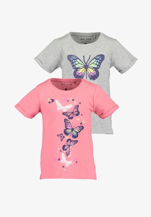 EUPHORIC BUTTERFLY 2-PACK - Print T-shirt - salmon, mottled light grey
