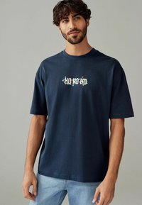 Next T-shirts print - navy blue hohoho