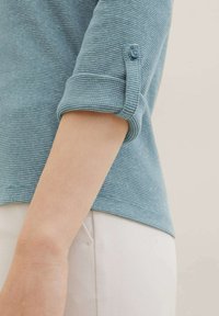 TOM TAILOR HENLEY - Longsleeve - green offwhite stripe ck