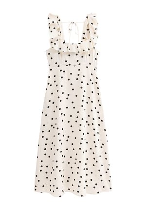 New Look POLKA DOT RUFFLE TRIM MIDI  - Jurk - off white