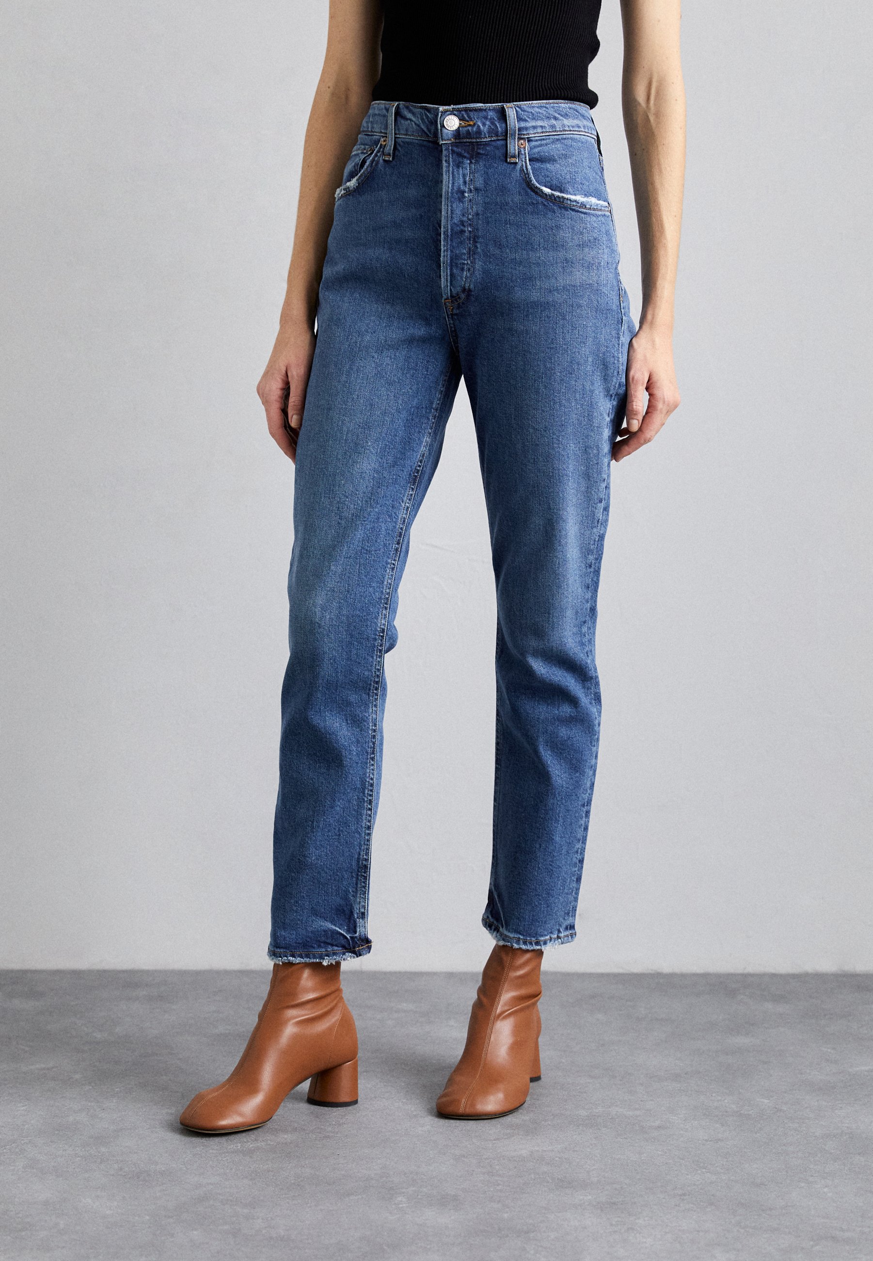 Agolde RILEY LONG - Jeans Straight Leg - pose/dunkelblau - Zalando.de