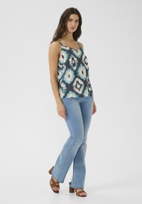 Cream Top - aqua tie dye