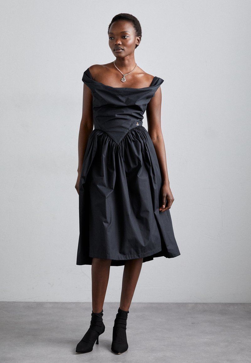 long sleeve black dress low back Sunday Shorty Dress in Midnight Black – Smash + Tess main image 1