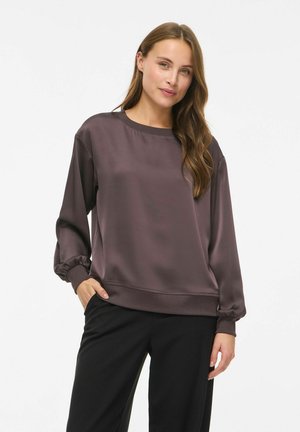 VILA, LONG SLEEVED TOP VILISO ROUND NECK - Blouse - raisin