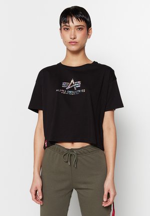 Alpha Industries, BASIC T COS HOL. PRINT WMN - Print T-shirt - black silver crystal