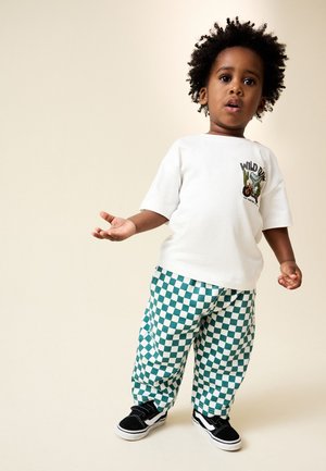 Next, REGULAR FIT - CHECKED JOGGERS . - Trousers - green white checkerboard
