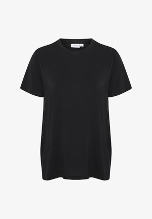 Sort kortærmet t-shirt lavet af blødt bomuld, med en rund halsudskæring og en afslappet pasform, samt subtile syninger ved kanten.