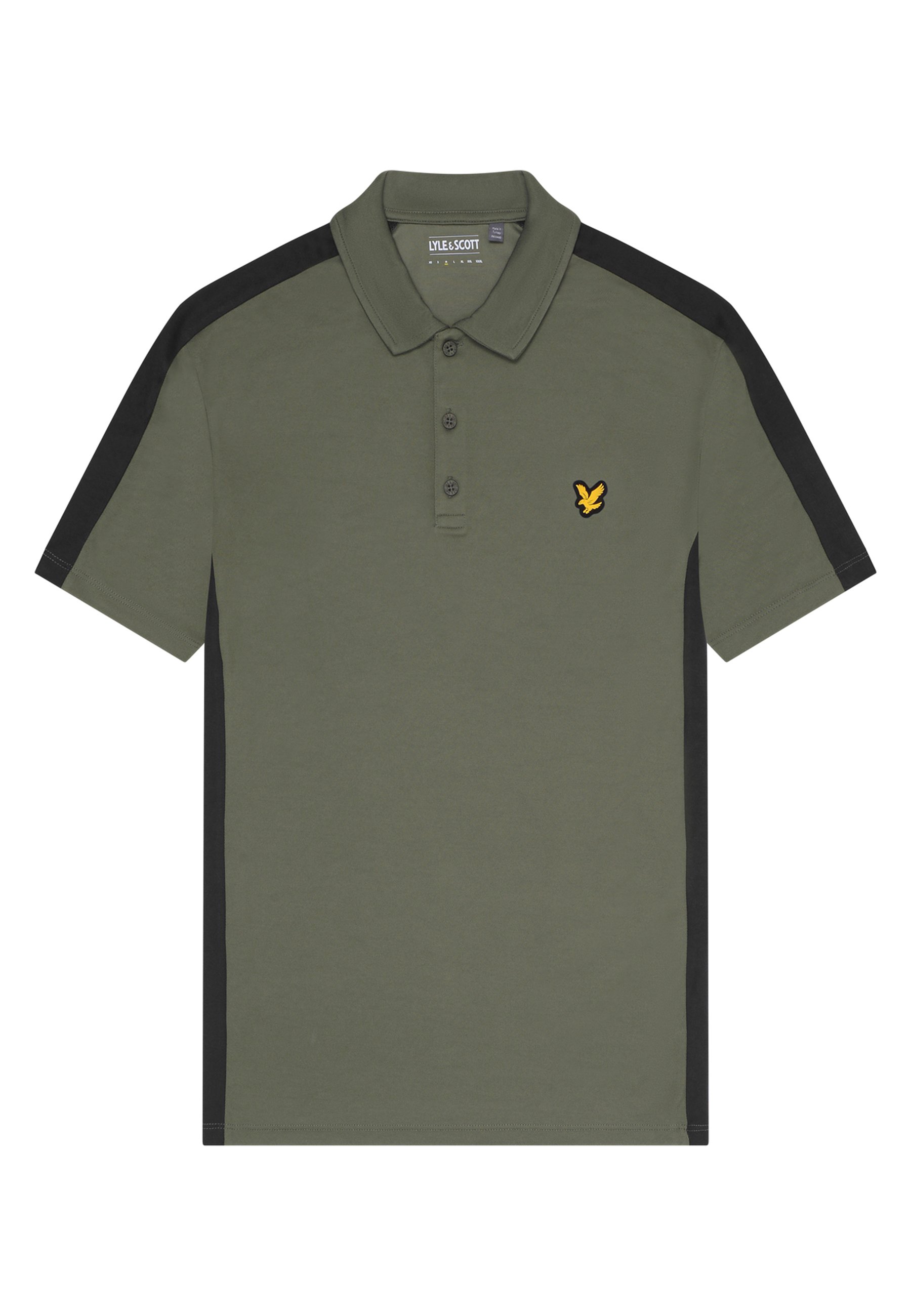 green and black striped polo shirt