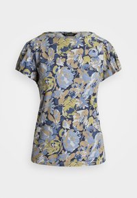 FLORAL SLUB JERSEY FLUTTER SLEEVE TOP - Nyomott mintás póló - blue/multi-colored