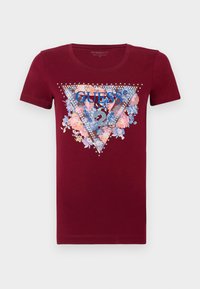PEONY TRIANGLE TEE - Marškinėliai su spaudiniu - vino